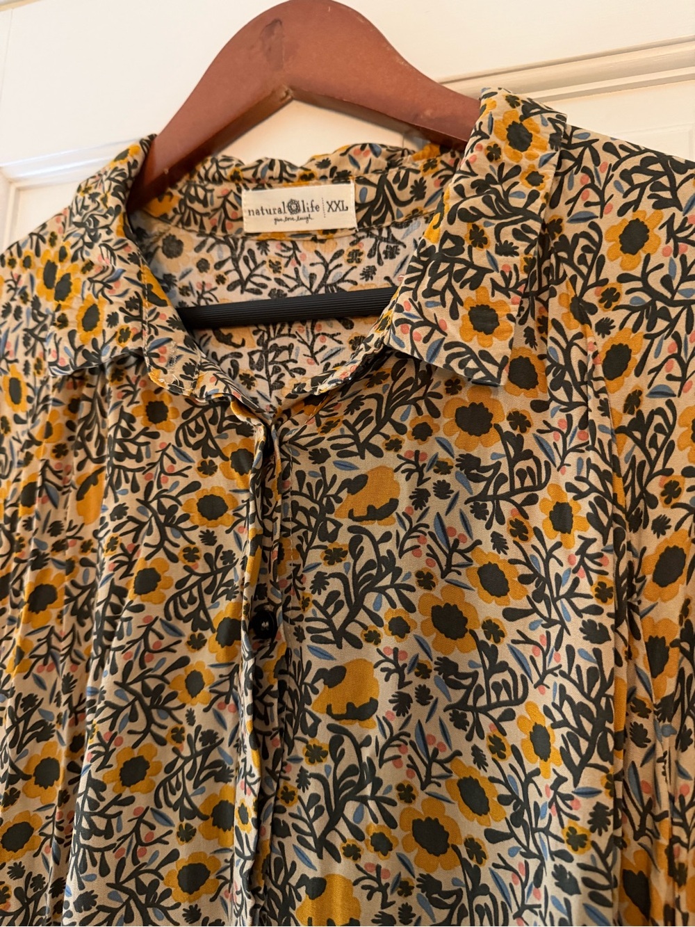NATURAL LIFE Sunflower Floral Button-Front Maxi Dress - Picture 2 of 7